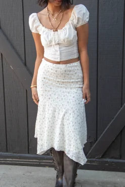 Asymmetrical Floral Midi Skirt