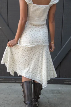 Asymmetrical Floral Midi Skirt