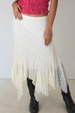 Asymmetrical Lace Midi Skirt