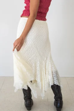 Asymmetrical Lace Midi Skirt