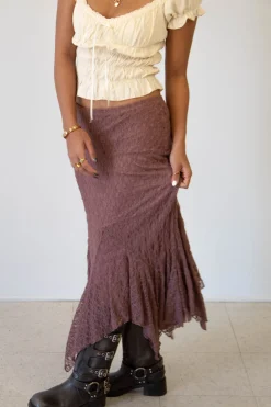 Asymmetrical Lace Midi Skirt