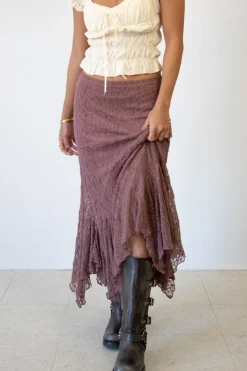 Asymmetrical Lace Midi Skirt
