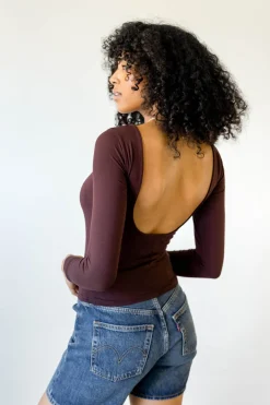 Basic Backless Long Sleeve Top