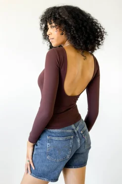 Basic Backless Long Sleeve Top