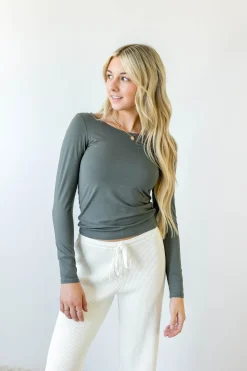 Basic Backless Long Sleeve Top