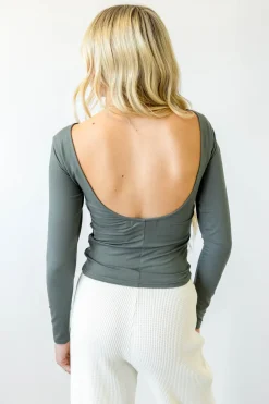 Basic Backless Long Sleeve Top