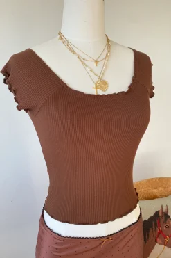 Basic Lettuce Leaf Ribbed Top