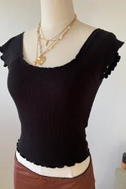 Basic Lettuce Leaf Ribbed Top