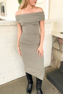 Basic Off The Shoulder Midi Dress