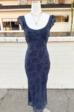 Blue Floral Midi Dress