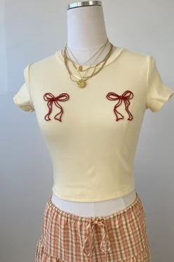 Bow Embroidered Graphic Baby Tee