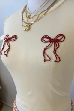 Bow Embroidered Graphic Baby Tee