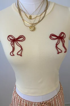 Bow Embroidered Graphic Baby Tee