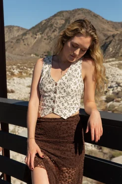 Button Up Floral Vest