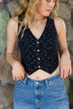Button Up Floral Vest