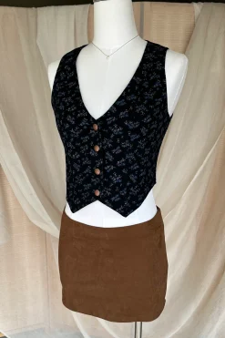 Button Up Floral Vest