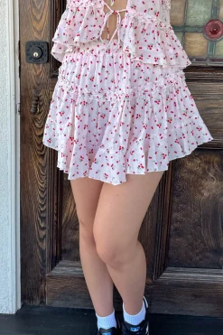 Cherry Print Tiered Mini Skirt