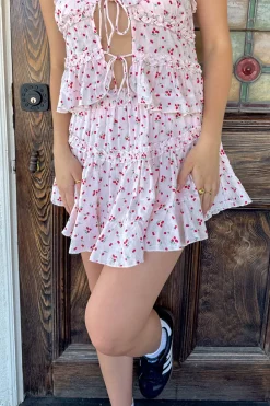 Cherry Print Tiered Mini Skirt