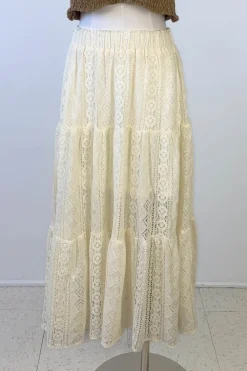 Crochet Lace Tiered Skirt by For Good