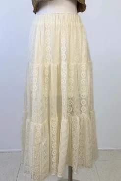 Crochet Lace Tiered Skirt by For Good