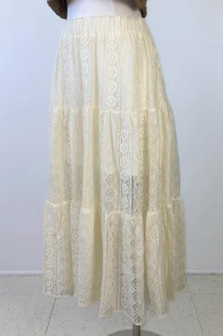 Crochet Lace Tiered Skirt by For Good
