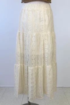 Crochet Lace Tiered Skirt by For Good