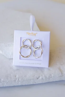 Dangly Silver Double Hoop Earrings