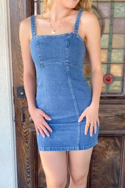 Denim Lace-Up Mini Dress