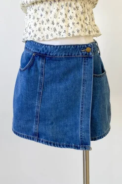 Denim Wrap Skort by For Good
