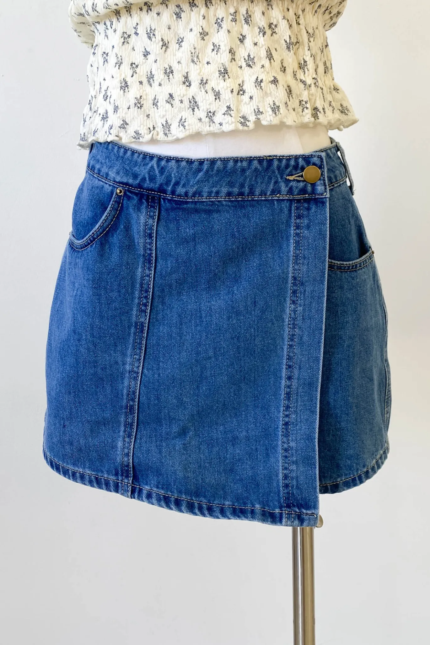Denim Wrap Skort by For Good
