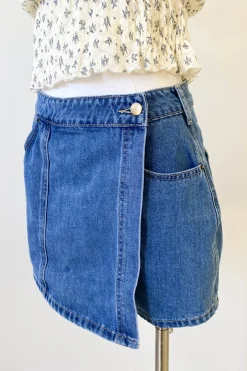 Denim Wrap Skort by For Good