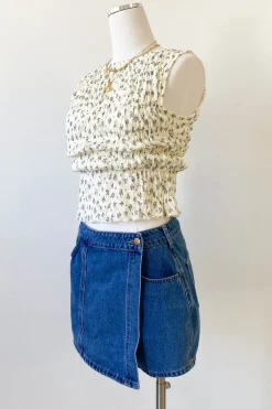 Denim Wrap Skort by For Good