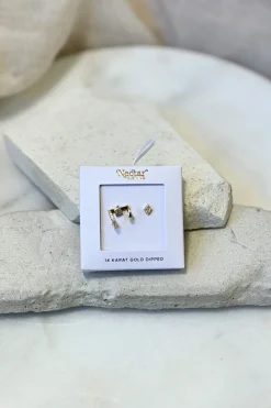 Diamond Stud & Cuff Earring Set