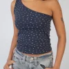 Ditsy Pointelle One Shoulder Top