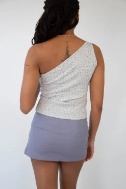 Ditsy Pointelle One Shoulder Top