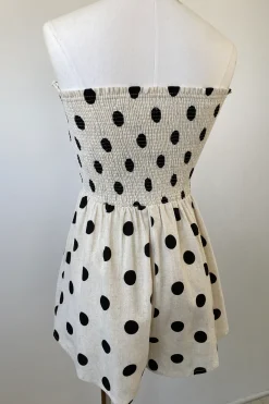 Dot Print Strapless Romper