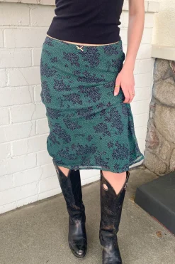 Dotted Floral Midi Skirt