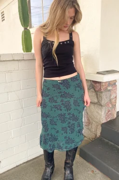 Dotted Floral Midi Skirt