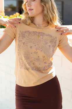 Doves Bandana Long Loose Graphic Baby Tee
