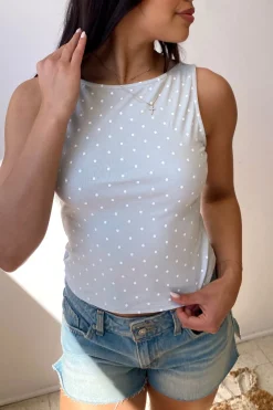 Dusty Blue Polka Dot Tank