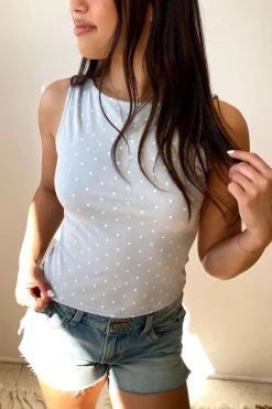 Dusty Blue Polka Dot Tank