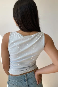 Dusty Blue Polka Dot Tank