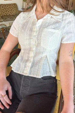 Eyelet Button Up Top