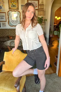 Eyelet Button Up Top