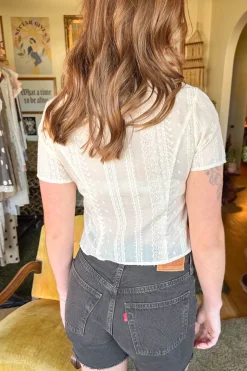 Eyelet Button Up Top
