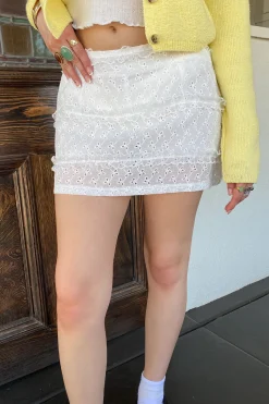 Eyelet Lace Mini Skirt