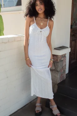 Eyelet Stretch Lace Maxi Dress