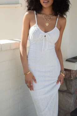 Eyelet Stretch Lace Maxi Dress
