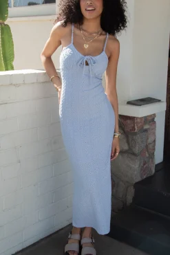 Eyelet Stretch Lace Maxi Dress
