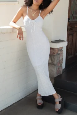 Eyelet Stretch Lace Maxi Dress